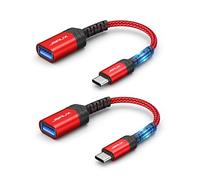 JSAUX USB C to USB 3.1 Adapter [2 Pack] OTG USB Type C Male to USB Female Adapter Compatible with iPhone 16 Pro Max/15 Pro Max, Galaxy S24/S23/S22, iPad Pro, MacBook, Huawei P60/P50, Pixel Red