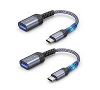 JSAUX USB C to USB Adapter, [0.5ft 2 Pack] Type C 3.0 OTG Cable On The Go Type C Male to USB A Female Adapter Compatible with MacBook Pro 2018/2017,Samsung Galaxy S8/S9 Plus/Note 8,Pixel 2 etc -Grey