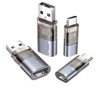 JSAUX USB Data Blocker & USB C Data Blocker (4-Pack), Transparent Type A & Type C Data Blocker Only for Charge, Protect Against Juice Jacking, Refuse Hacking Provide Safe Charging