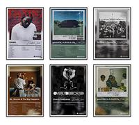 JSBADE Kendrick Lamar Poster Album Cover Limited Edition Posters ，Rapper Music Posters Room Aesthetic Canvas Wall Art Prints for Teens, Boys, Girls Room Decor Set of 6 for(8x12inch, Unframed)