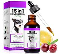 JSBNQRMZ 15 in 1 Dog Multivitamin,60 ML Dog Multivitamin Liquid Drops,Skin & Coat, Heart Health, Bones, Joint, Immune System Support,Dog Vitamins & Supplements for Dogs of All Ages & Bree