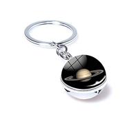 JSBVM Saturn Key Ring Chain Solar System Planet Pendant Galaxy Nebula Earth Mars Saturn Double Sided Glass Ball Keychain
