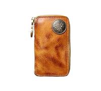 JSBWSFA 1 Pcs Leather Key Coin Case Case Leather Car Smart Key Chain Metal Hook Key chain bag, Brown, Mini