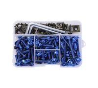 JSCARLIFE 177Pcs/Set Motorcycle Fairing Bolts & Nuts Kit,M5 M6 Motorcycle Windscreen Screws Aluminum Fairing Fastener Clips Universal Bodywork Screws Motorcycle Replacement Parts (Blue)