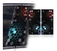 JSCARLIFE 2PCS Car Center Pillar Stickers,HD Printed PET Car Pillar Decals Waterproof Stickers,Personalized Honeycomb Decoration Sticker for Auto Window Door Center (F Color)