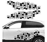 JSCARLIFE 2Pcs Honeycomb Vinyl Car Door Side Decals Stickers,Decorations Decal for Racing Sports SUV Sedan Pickup Sticker Hexagon Geometric Vinyl Honey Comb Wall Window Decal (Black)