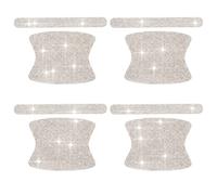 JSCARLIFE 4Pcs Bling Car Door Handle Cup Paint Scratch Protector Covers with 4Pcs Bling Car Door Handle Scratch Protector, Car Door Handle Safety Sticker for Cars Body Trim (Silver)