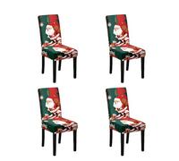 JSCARLIFE 4PCS Christmas Chair Cover,Stretch Chairs Slipcovers Seat Slipcover Furniture Protector Removable Washable Kitchen Xmas Chair Seat Protector Covers for Dining Room Ceremony (4, Style-2)