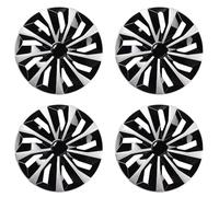 JSCARLIFE 4pcs double-layer painted car wheel covers, wheel hub covers, modified wheel covers, tire caps, decorative wheel covers Multi-Spoke Wheel Trims Hub Caps Covers Protectors (Silver, 17 inch)