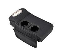 JSCARLIFE Auto Center Console Armrest Pillow, PU Leather Car Armrest Cushion Memory Foam Armrest Box with Cup Holder,Storage Box Universal Car Armrest Box Cover Protector for Most Cars (Black-1)