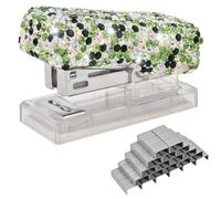 JSCARLIFE Bling Crystal Stapler,Sparkly Diamond Stapler for Desk Handmade Clay Rhinestone Machine Cute Stapler Pretty Office Stationery Kit for Girl Women Lady Christmas (Green)