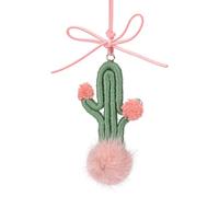 JSCARLIFE Cactus Rearview Mirror Hanger, Cute Car Hanging Ornament Interior Aesthetic Boho Plants Charm Car Pendant for Car Accessories and Home Decoration (Green)