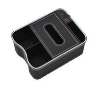 JSCARLIFE Car Armrest Storage Box With 2 Drink Cup Holders, 7 Colour LED Lights Car Console Organiser With USB + Type-C Charging Port Universal Car Storage Organizer for Car Front Seat