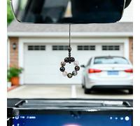 JSCARLIFE Crystal Hanging Car Charm,Handmade Feng Shui Amulet for Car Rear View Mirror,Obsidian & Blue Tiger Eye Keychain, Healing Crystal Ornament for Women Men, Gifts (Black)