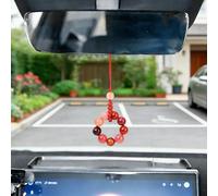 JSCARLIFE Crystal Hanging Car Charm,Handmade Feng Shui Amulet for Car Rear View Mirror,Obsidian & Blue Tiger Eye Keychain, Healing Crystal Ornament for Women Men, Gifts (Red)