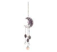 JSCARLIFE Crystal Suncatcher, Moon Catchers Hanging with Chain Pendant Ornament, Rainbow Sunlight Deco,Wind Chimes for Window Bedroom Car Home Garden Party Decorations Gift for Women (Purple)