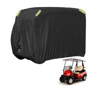 JSCARLIFE Golf Cart Cover Waterproof 210D Oxford, All-Weather Buggy Cover with Elastic Band Zipper Door & Reflective Strips Covers for E&ZGO, Club Car, Ya&maha, Universal Fit (For 8-Seater)