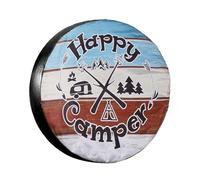 JSCARLIFE Happy C-amper Spare Tire Cover Wheel Protectors Weatherproof Dust-Proof Wheel Covers Universal Fit for Trailer Rv SUV Truck C-amper Travel Trailers Accessories (16 Inches（76-79CM）)