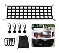 JSCARLIFE Heavy-Duty Pickup Truck Tailgate Net - 60"×18" Polyester Cargo Net, Anti-Slip Load Securer, 4 Ball Bungees & 4 Hook-Loops, Universal Cargo Mesh