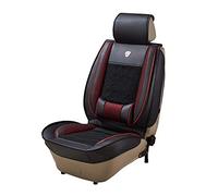 JSCARLIFE PU Leather Auto Car Seat Covers Universal Car Seat Cover Cushion Back Support Waist Massage (Black)
