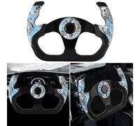 JSCARLIFE Universal Racing Steering Wheel, Driving Deep Steering Wheel Drive 325mm 325mm 6 Bolt Grip Aluminum with Horn Button for Most Cars, Racing Car (Blue)