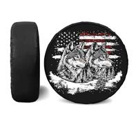JSCARLIFE Universal Spare Tire Cover,Waterproof Rain Tire Protectors Covers Gain Happines Wheel Covers Dust-Proof Fit for Trailer RV Truck SUV C-amper (Timber Wolf, 14 Inches（60-69CM）)