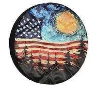 JSCARLIFE Universal Spare Tire Cover,Waterproof Rain Tire Protectors Covers Gain Happines Wheel Covers Travel Dust-Proof Accessories Fit for Trailer RV Truck SUV C-amper (Moon, 15 Inches （70-75CM）)