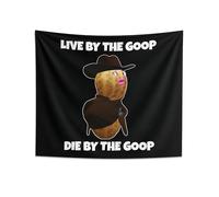 Jschlatt The Burnt Peanut Funny Meme Tapestry, Live By The Goop Die By The Goop Wall Hanging, Polyester Fabric Art for Bedroom Wall Game Room Background, Humorous Gag Gift for Gen Z Teens, 50"x60"