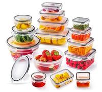 JSCORES 30 PCS Food Storage Containers with Lids(15 Tubs & 15 Lids) Airtight Plastic Meal Prep Containers Leakproof Food Containers Set Reuasable-BPA Free