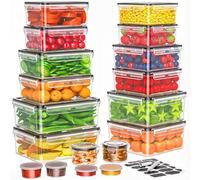 JSCORES 36 PCS Food Storage Containers With Lids (18 Tubs + 18 Lids),Airtight Plastic Meal Prep Containers with Labels & Pen Leakproof Food Containers Set Reuasable-BPA Free