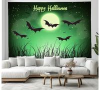 JSCWDET 200L×150Wcm Strange Sight Tapestry, Wall Moon Bats Flying Polyester Fiber Tapestry for Porch Hangings Decor Living Room Dorm Bed Cover Wall Art