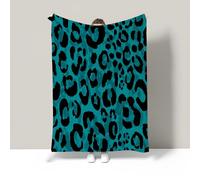JSCWDET 3D Abstract Animal Texture Throws For Sofas Large, Leopard Pattern Throw For Couch Bed Chairs,Turquoise Cosy Fleece Throws,Fluffy Throw Blanket For Bed,87"×94"