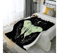 JSCWDET 3D Elegant Luna Moth Blanket Throw Fleece Blanket Moon Stars Flannel Blankets for Bed Couch and Sofa Soft Fluffy Print Blanket 51"×59"(130x150cm), For Outdoor Travel, Bedroom living Room
