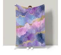 JSCWDET 3D Watercolor Pattern Throws For Sofas Large, Golden Waves Throw For Couch Bed Chairs,Lavender Cosy Fleece Throws,Fluffy Throw Blanket For Bed,30"×40"