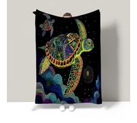 JSCWDET Abstract Turtle Design Home Flannel Fleece Soft Warm Plush Throw Blanket For Bed/Couch/Sofa/Office/Camping,Zentangle Pattern 51"×59"
