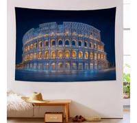 JSCWDET Ancient European Landmark Tapestry Roman Colosseum At Night Wall Tapestry Wall Hanging For Bedroom (200×150cm,Yellow)