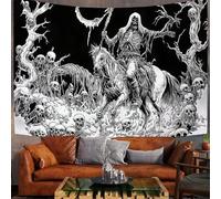 JSCWDET Black And White Tapestry,Undead Skull Pattern Wall Hanging Tapestry for Bedroom Aesthetic,Horror Art Style Wall Art for Living Room,150×150cm