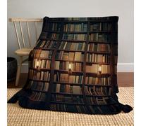 JSCWDET Bookshelf Books Home Flannel Fleece Soft Warm Plush Throw Blanket For Bed/Couch/Sofa/Office/Camping,Vintage Library 71"×87"