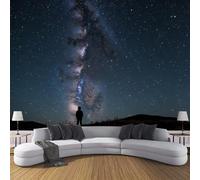JSCWDET Celestial Scene Photo Wallpaper Night Sky Stars Wall Mural Silk Wall Décor Art Poster Picture Design For Living Room Bedroom Dorm Décor 400 × 280 Cm,Blue