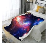 JSCWDET Cosmic Nebula Fleece Blanket 30"×40"- Fantasy Theme Home Flannel Fleece Soft Warm Plush Throw Blanket For Bed/Couch/Sofa/Office/Camping,Dark Blue