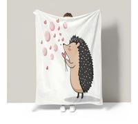 JSCWDET Cute Animal Texture Blanket,White Soft Fleece Flannel Throw Blanket Lightweight Cute Comfy Warm Cartoon Hedgehog Blankets For Couch Sofa Bed Office 59"×79"