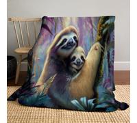 JSCWDET Cute Sloth Fleece Blanket 51"×59"- Jungle Wildlife Home Flannel Fleece Soft Warm Plush Throw Blanket For Bed/Couch/Sofa/Office/Camping,Brown