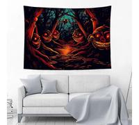 JSCWDET Dark Forest Scene Tapestry,Red Eyes Evil Smile Wall hanging Bedding Tapestry (Red,230Lx180Wcm)