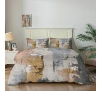 JSCWDET Duvet Cover Set Single, 3 Piece Abstract Design Bedding Set Geometric Grid Print Duvet Set Soft Quilt Cover with Zipper 1 Pillowcases, for Single Bed (135cm x 200cm)