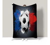JSCWDET French Flag Design Blanket, Soft Fleece Flannel Throw Blanket Lightweight Comfy Warm Soccer Ball Illustration Blankets For Couch Sofa Bed Office Red 87"×94"