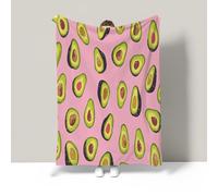 JSCWDET Fruit Elements Blanket Warm King Size Super Soft Blanket Light Pink Soft Anti-Pilling Flannel For Adults & Kids 3D Cute Avocado Pattern Print (87"×94")