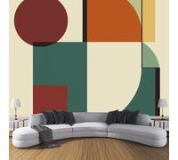 JSCWDET Geometric Shapes 3D Wallpaper Abstract Squares Circles Illustrations Large Mural Bedroom Living Room Tv Background Photo Wall Papers Home Decor,Blue,300 × 210 Cm