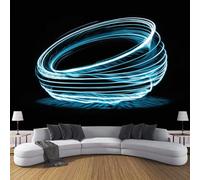 JSCWDET Geometric Shapes 3D Wallpaper Roll Mural Light and Shadow Spiral Painting Wallcoverings for Bedroom Living Room Tv Backdrop 400 × 280 Cm,Blue