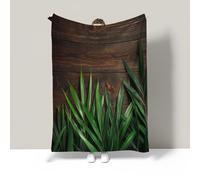 JSCWDET Green Palm Leaves Home Flannel Fleece Soft Warm Plush Throw Blanket For Bed/Couch/Sofa/Office/Camping,Natural Elements 71"×87"