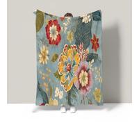 JSCWDET Intricate Floral Patterns Blanket,Mustard Yellow Soft Fleece Flannel Throw Blanket Lightweight Cute Comfy Warm Flowers Leaves Blankets For Couch Sofa Bed Office 30"×40"